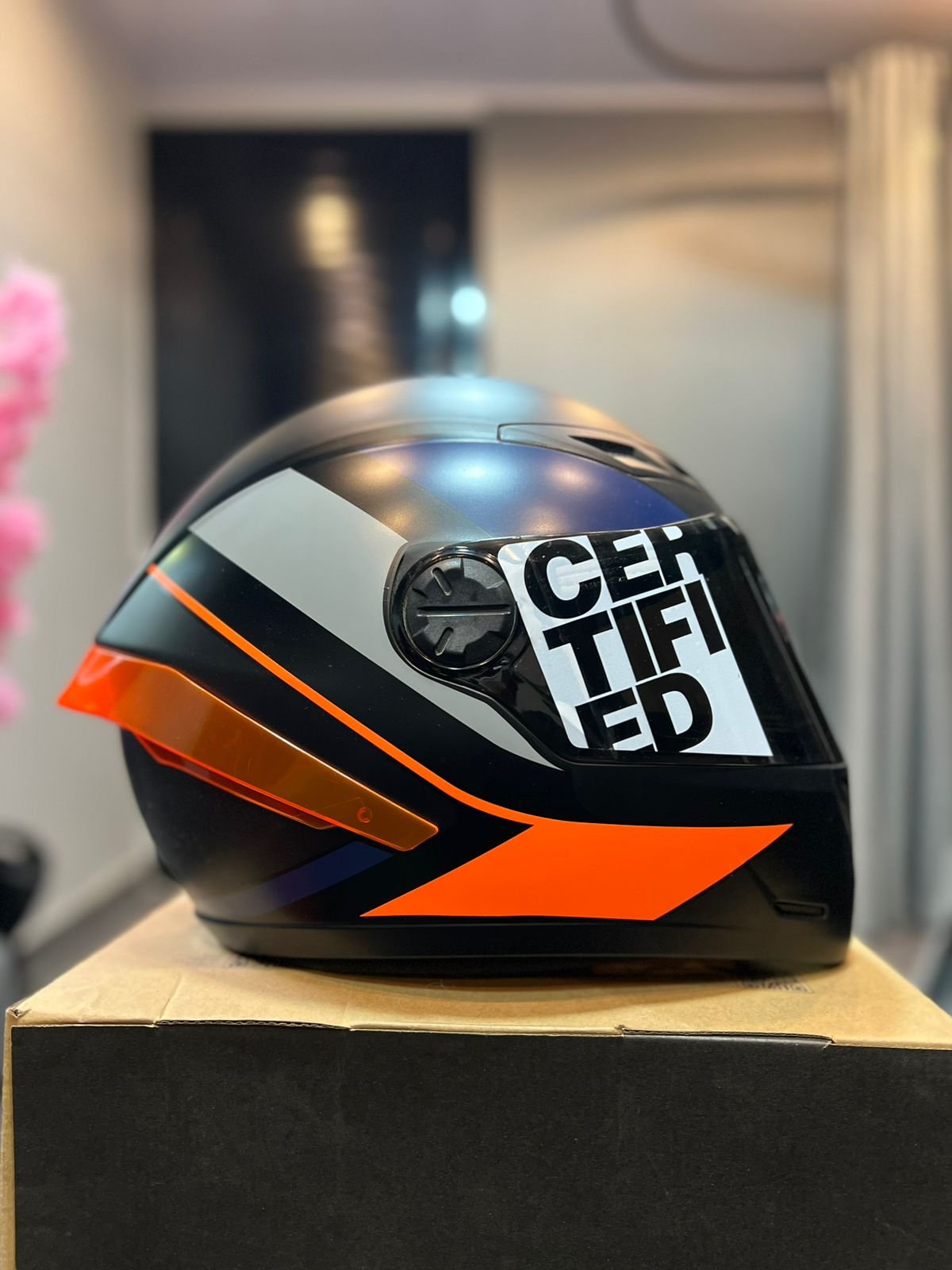 Casco Cerrado ICH 501SP Deus Naranja Azul