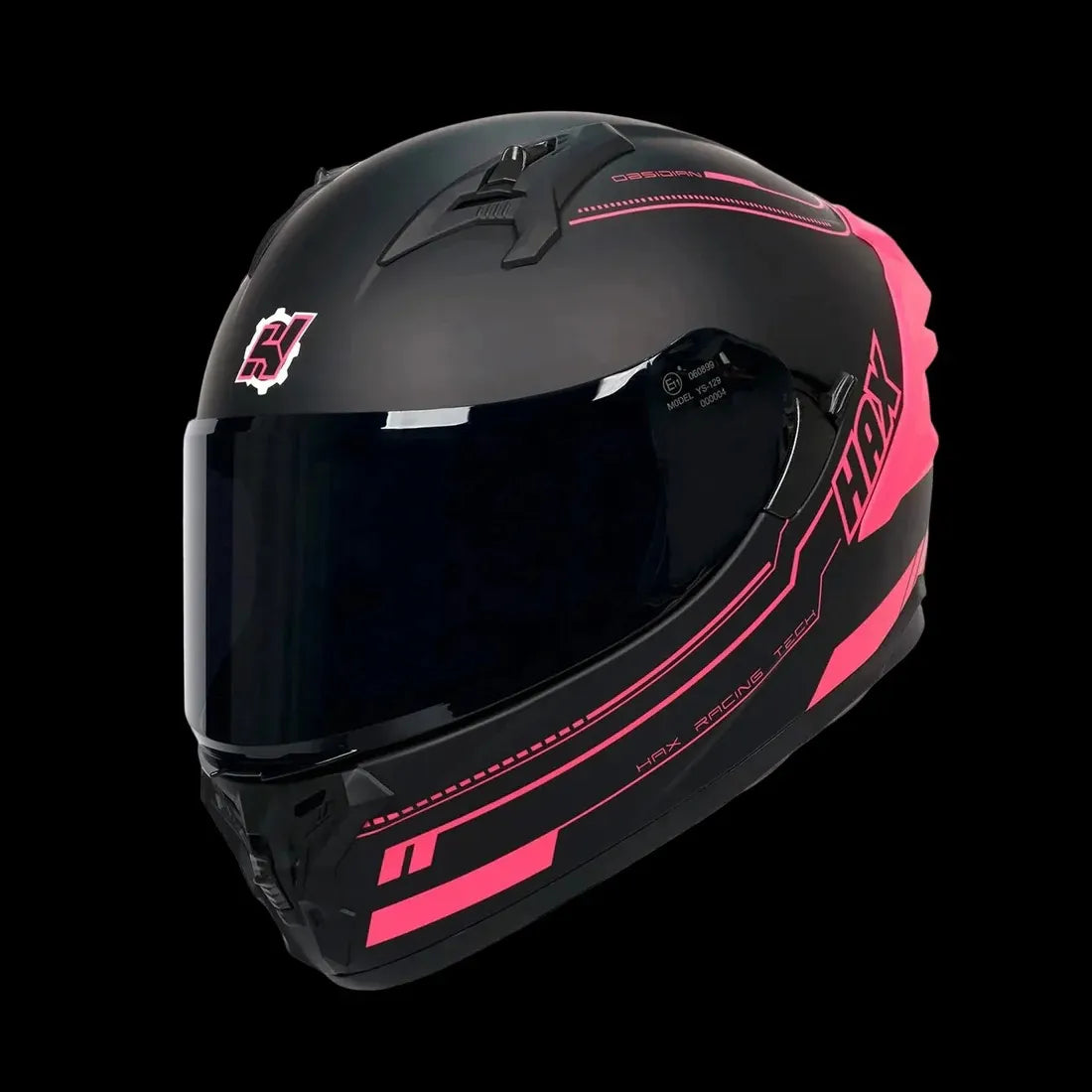 Casco HAX Obsidian Negro Rosado
