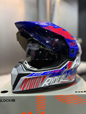 Casco Cross HRO MX340 DV Stripe Gris Azul