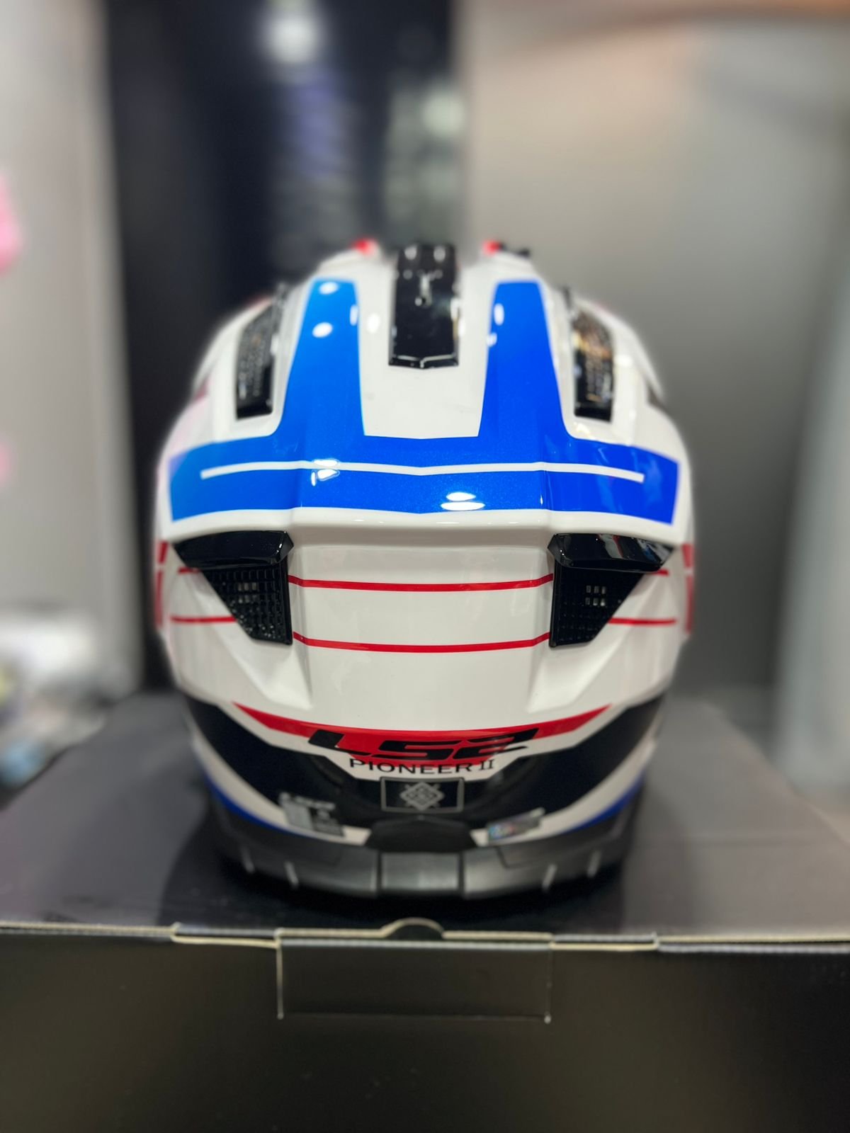 Casco LS2 MX702 Pioneer II Blanco Rojo Azul