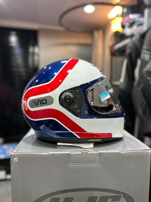 Casco HJC V10 Blanco Azul Rojo