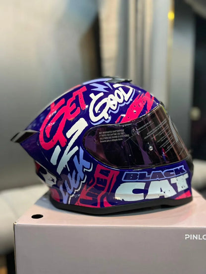 Casco HRO 506SP Black cat Morado Rosado