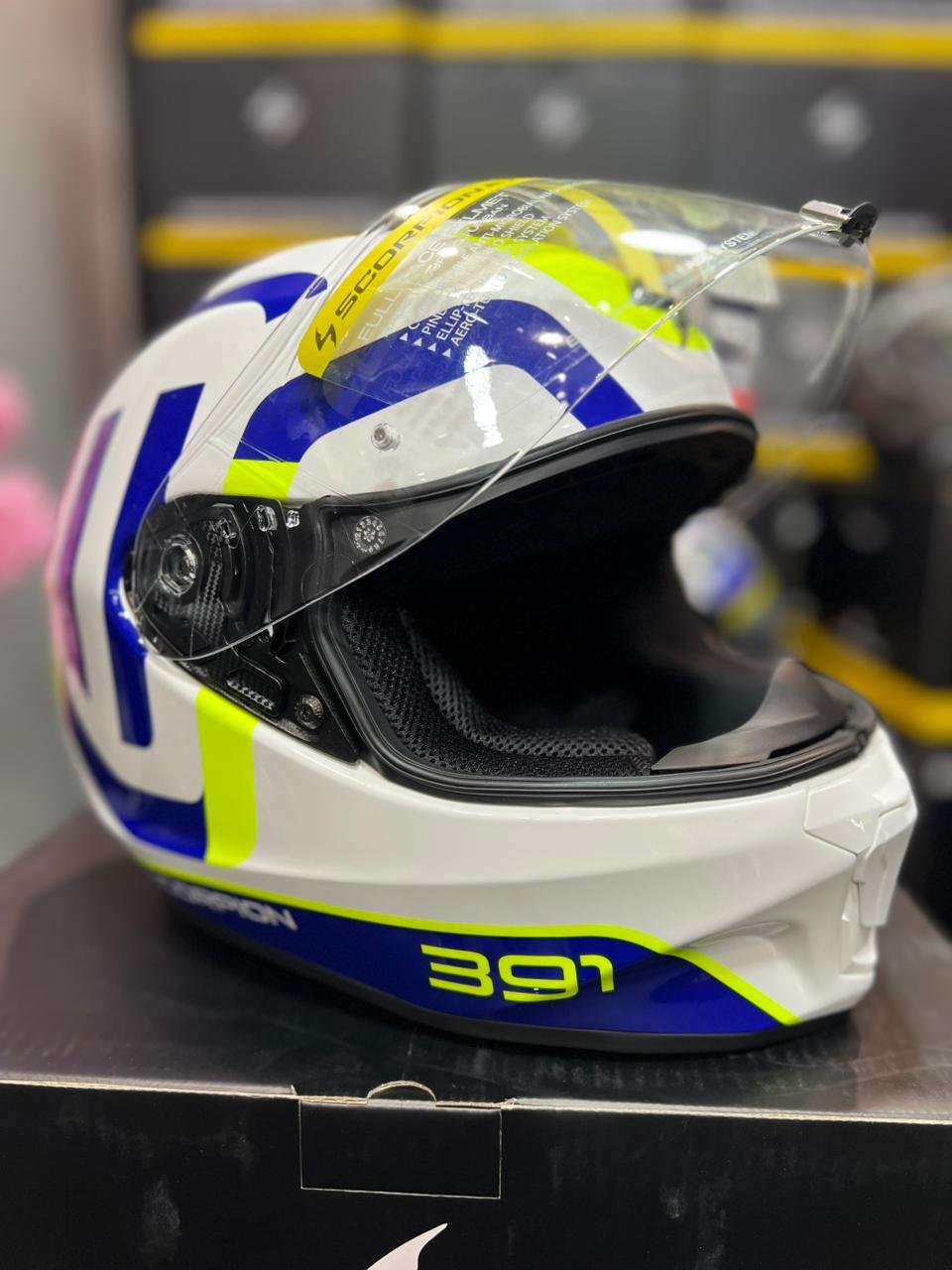 Casco SCORPION EXO 391 AROK Blanco Azul