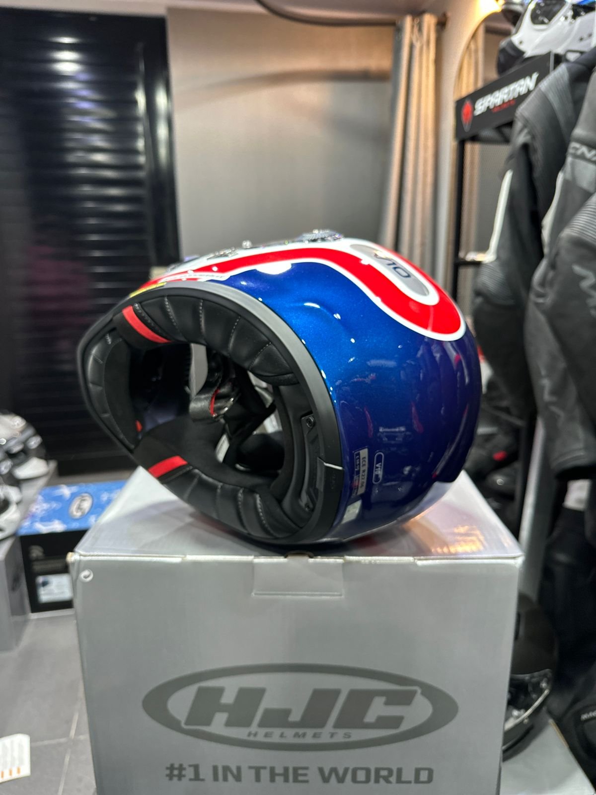 Casco HJC V10 Blanco Azul Rojo