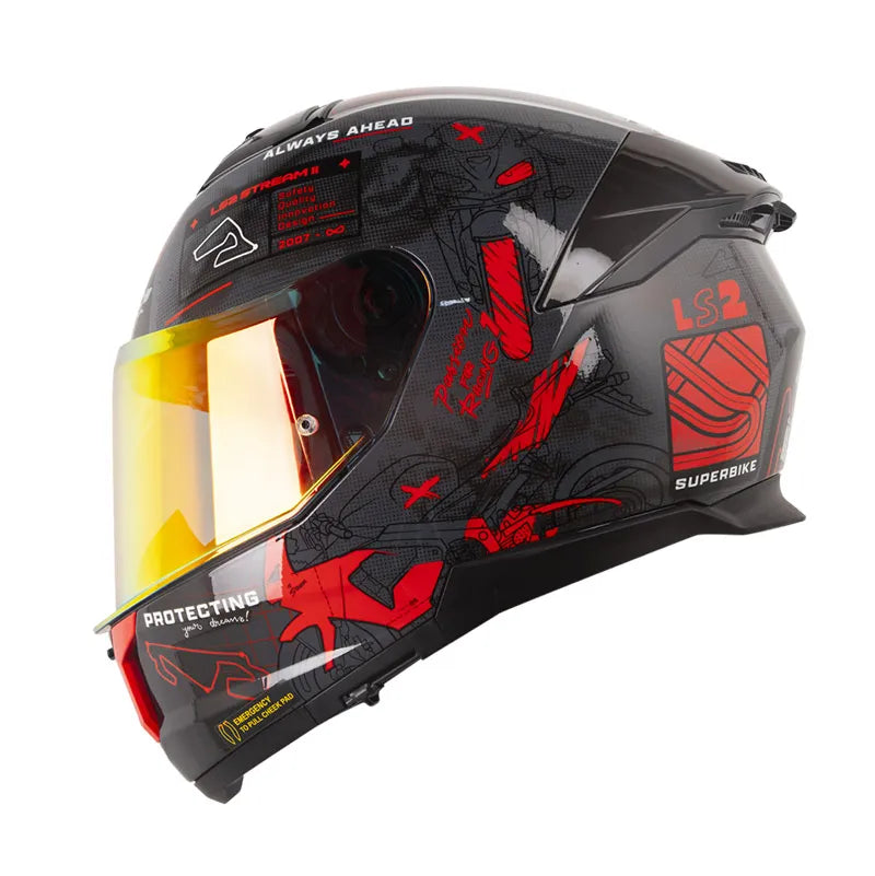Casco LS2 FF808 Stream II GP Gris Rojo