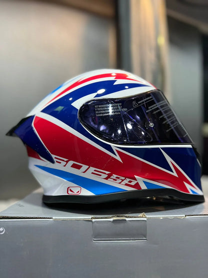 Casco HRO 506SP Firelight Blanco Rojo Azul