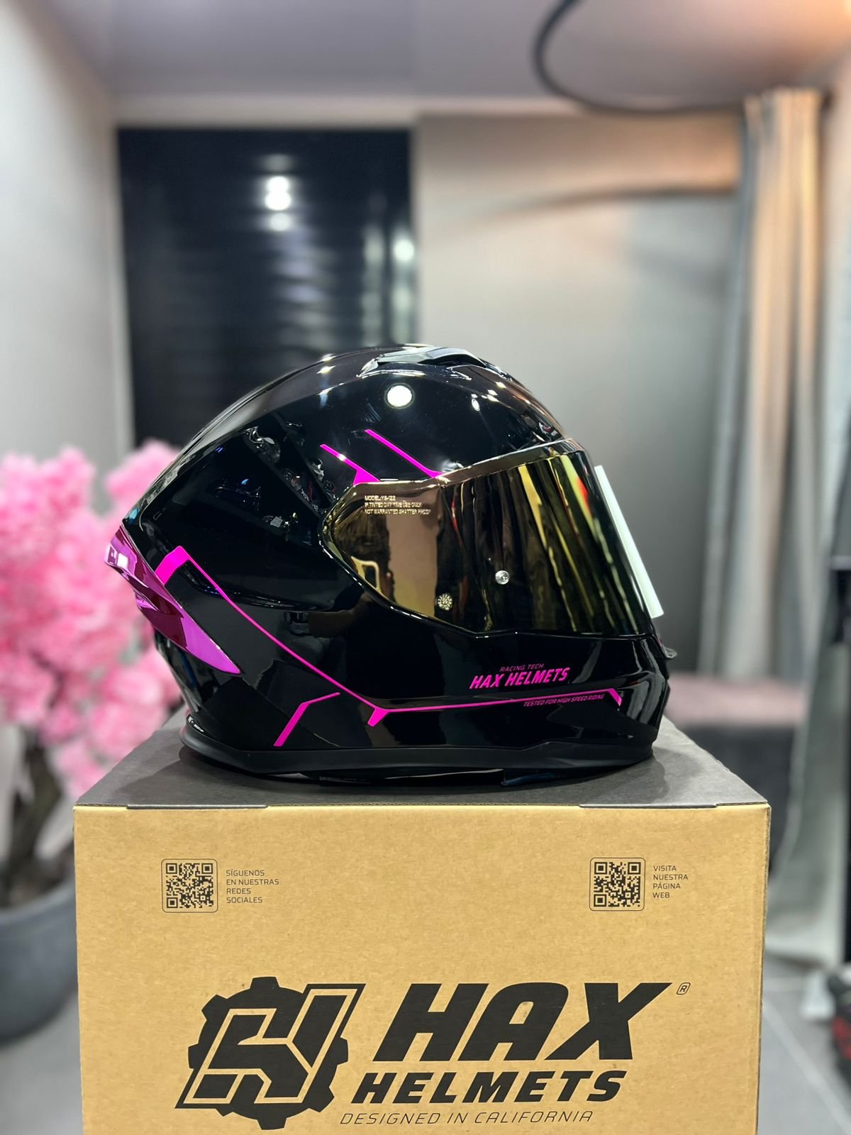 Casco HAX Force Negro Rosado