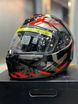 Casco SCORPION EXO 391 Clutter Negro Rojo