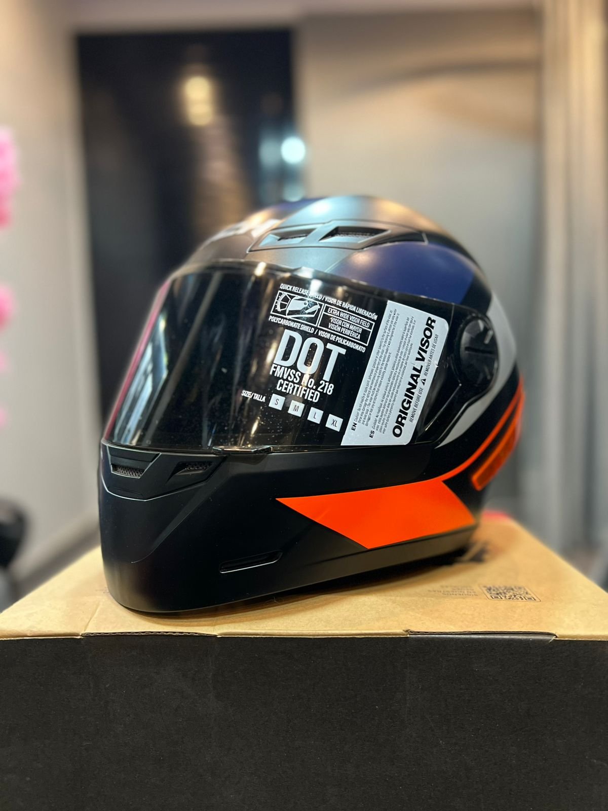 Casco Cerrado ICH 501SP Deus Naranja Azul