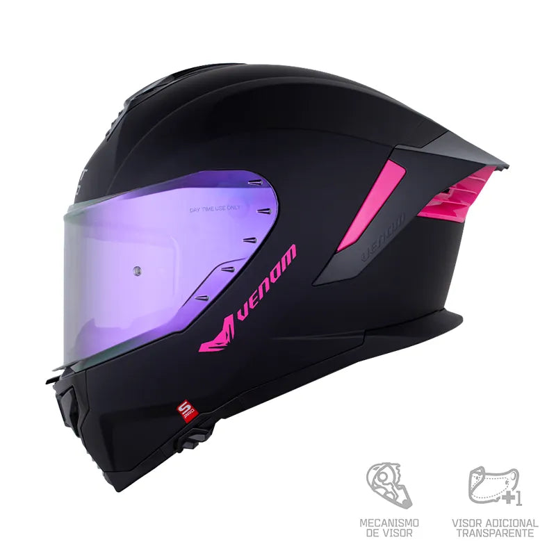 Casco SHAFT PRO SERIES 609 Venom Negro Rosado