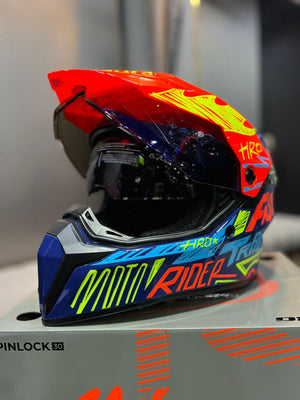 Casco Cross HRO MX340 DV Stripe Naranja Azul