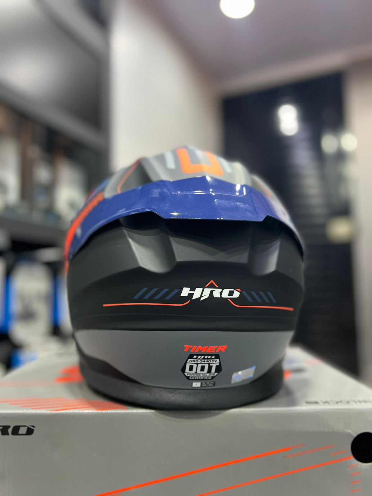 Casco Abatible HRO 3440DV Timer Azul Naranja
