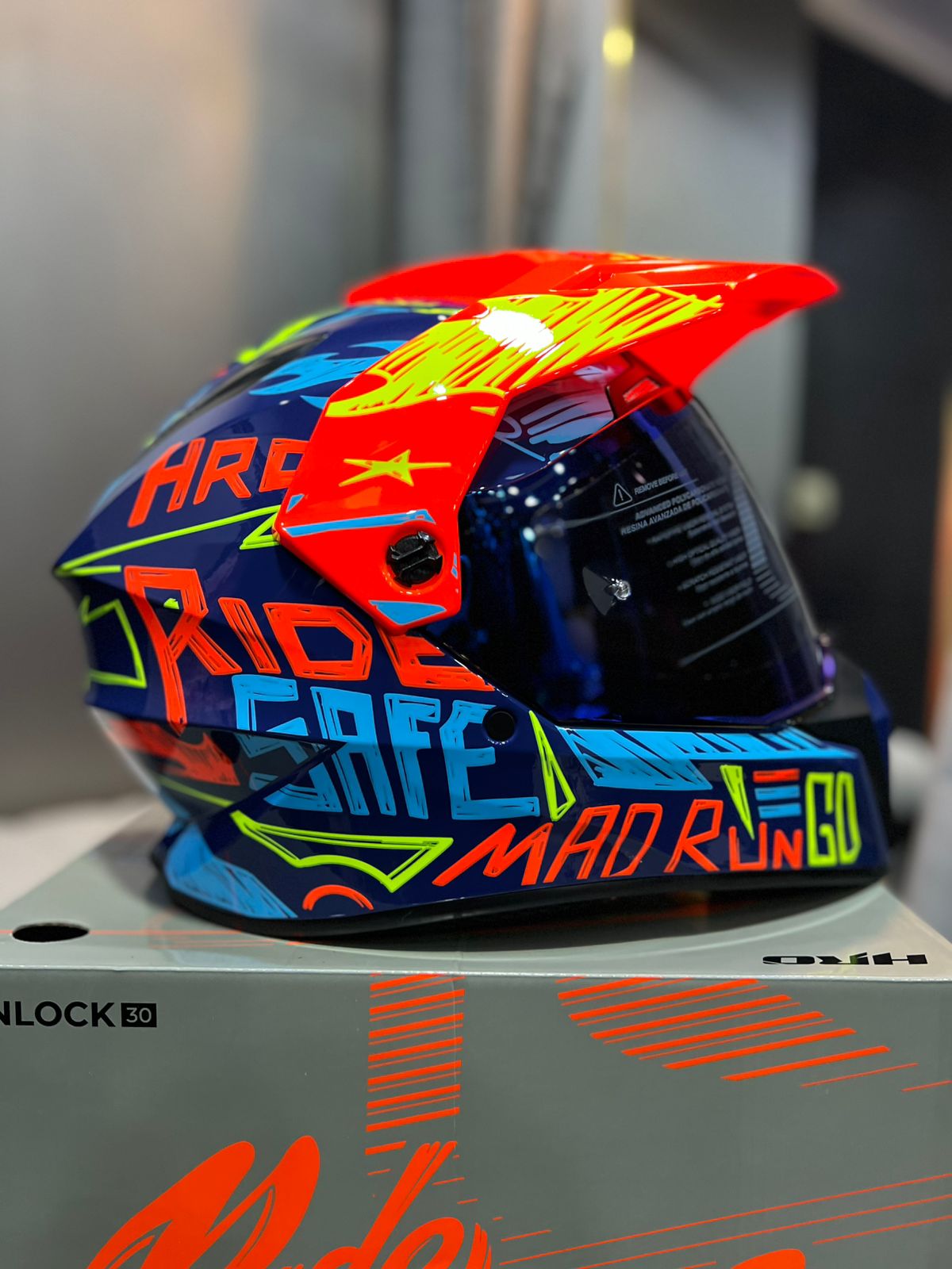 Casco Cross HRO MX340 DV Stripe Naranja Azul
