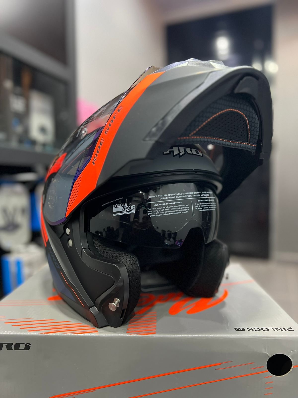 Casco Abatible HRO 3440DV Timer Azul Naranja