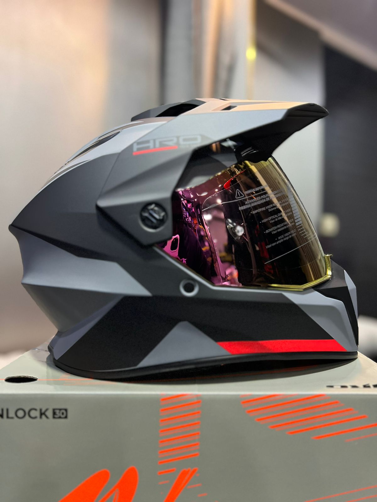 Casco Cross HRO MX340 DV Long Gris Naranja