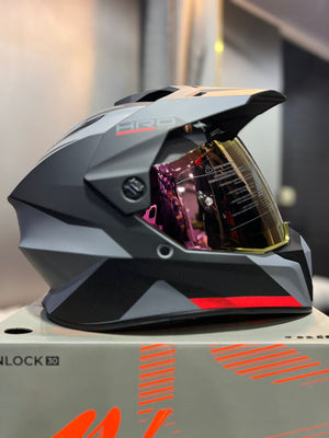 Casco Cross HRO MX340 DV Long Gris Naranja