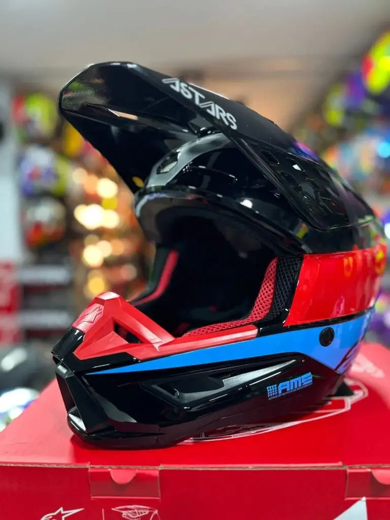 Casco ALPINESTARS SM5 Negro Rojo y Azul 3