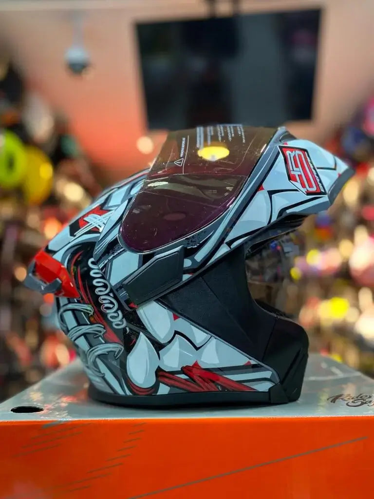 Casco Abatible HRO 3400DV Evo Full Gas Gris Rojo