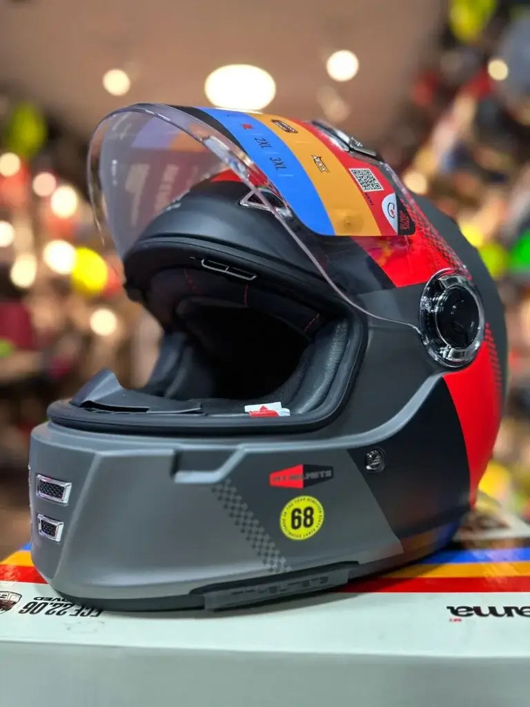 Casco MT Jarama Gris Rojo 3