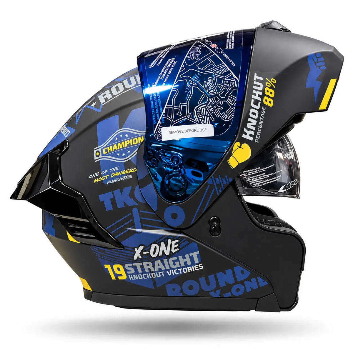 Casco X-ONE 3000 RP IRON - Negro Amarillo Mate