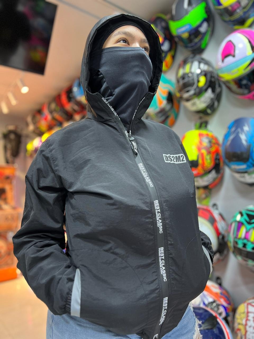 Chaqueta Cortavientos Reflectiva DS2M2 Negra 3