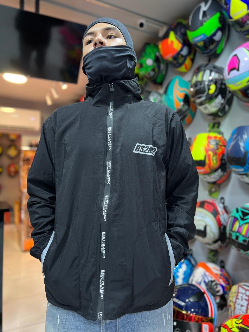 Chaqueta Cortavientos Reflectiva DS2M2 Negra