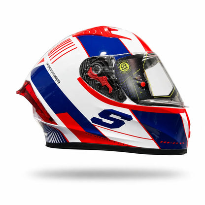 Casco SHAFT 526 SP Evo Strafter Blanco Azul Rojo
