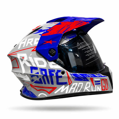 Casco Cross HRO MX340 DV Stripe Gris Azul