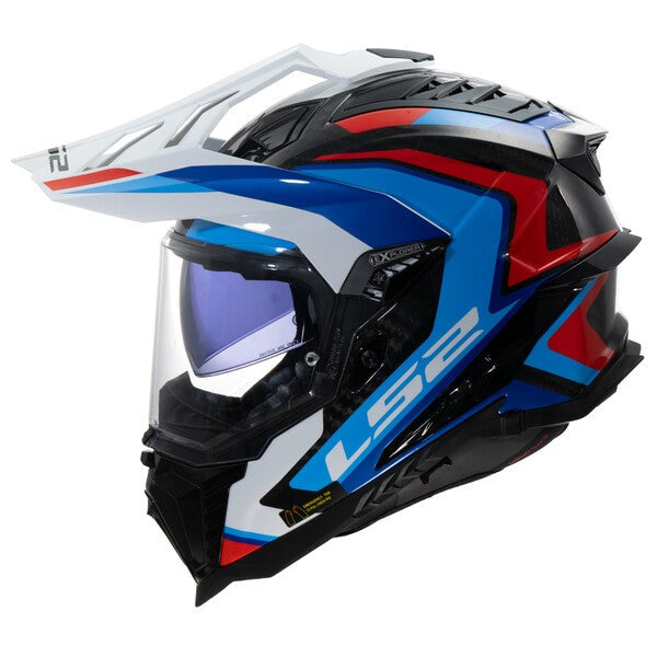 LS2 MX701 EXPLORER CARBON FRONTIER II Blanco Azul Rojo