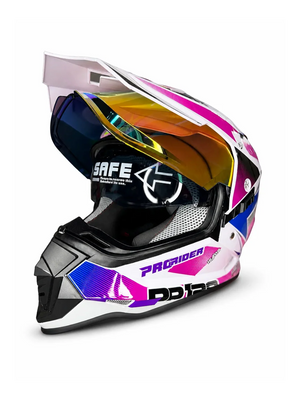 Casco PRO RIDER 129 Azarya Blaco Fucsia