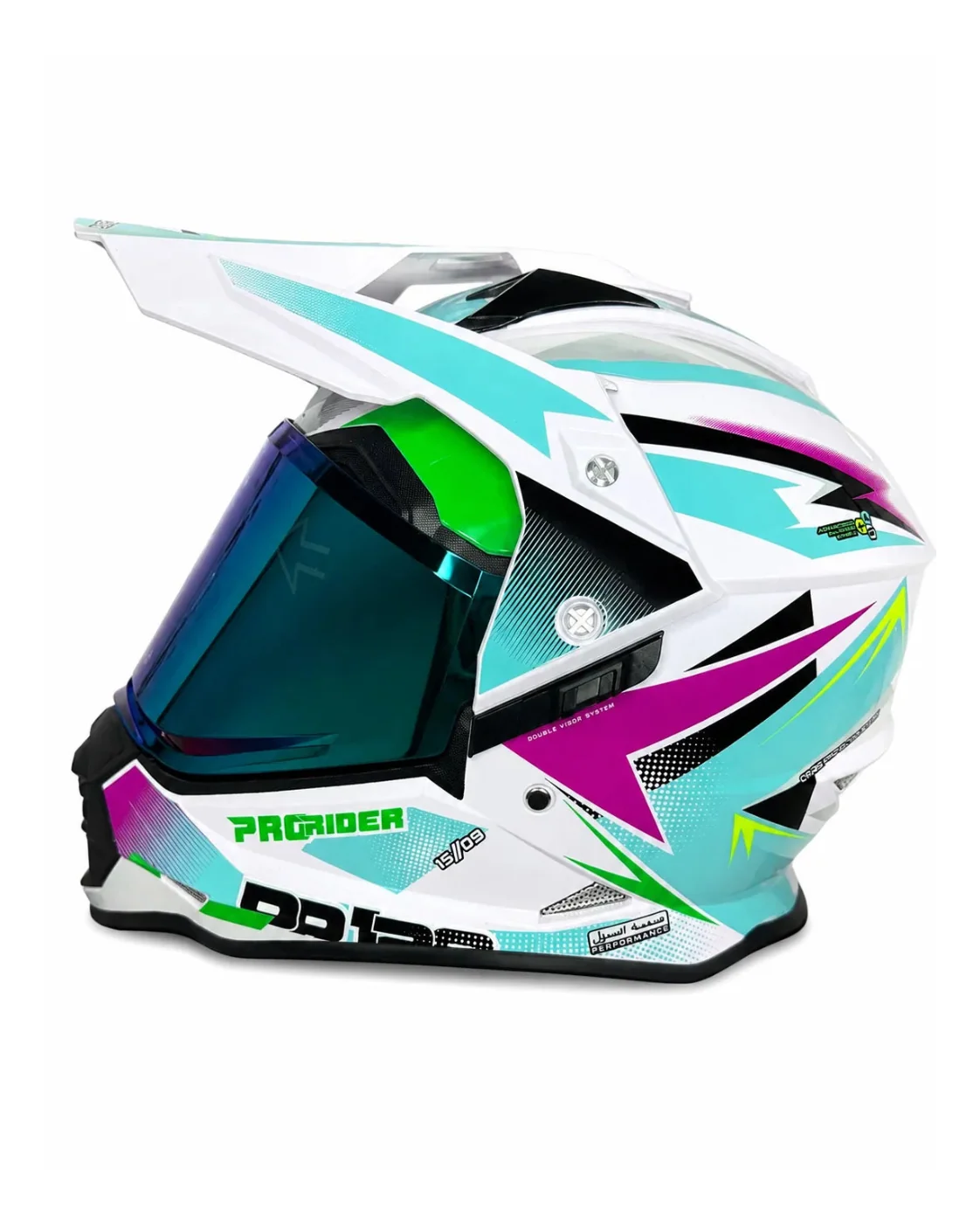 Casco PRO RIDER 129 Azarya Blanco Turquesa