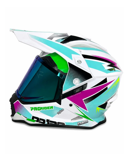 Casco PRO RIDER 129 Azarya Blanco Turquesa