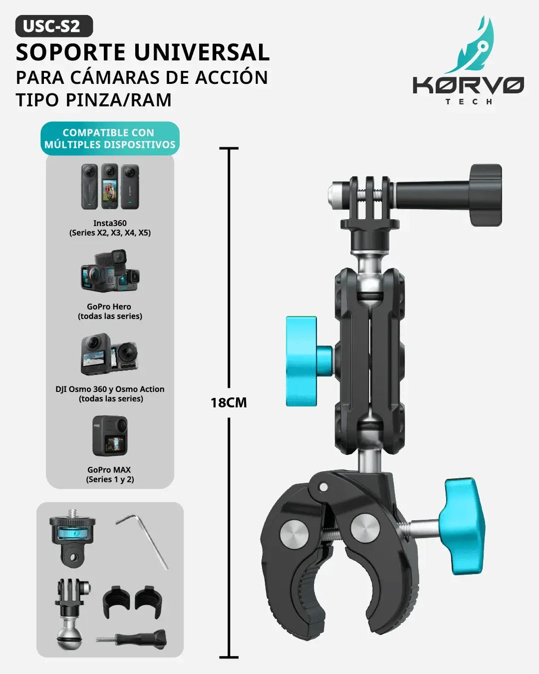Soporte Universal Para Cámaras De Acción KORVO TECH 