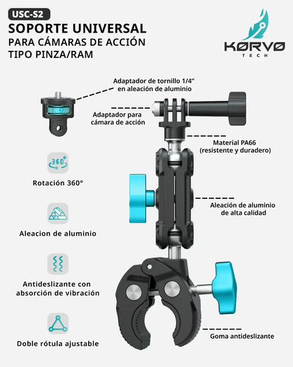 Soporte Universal Para Cámaras De Acción KORVO TECH 2