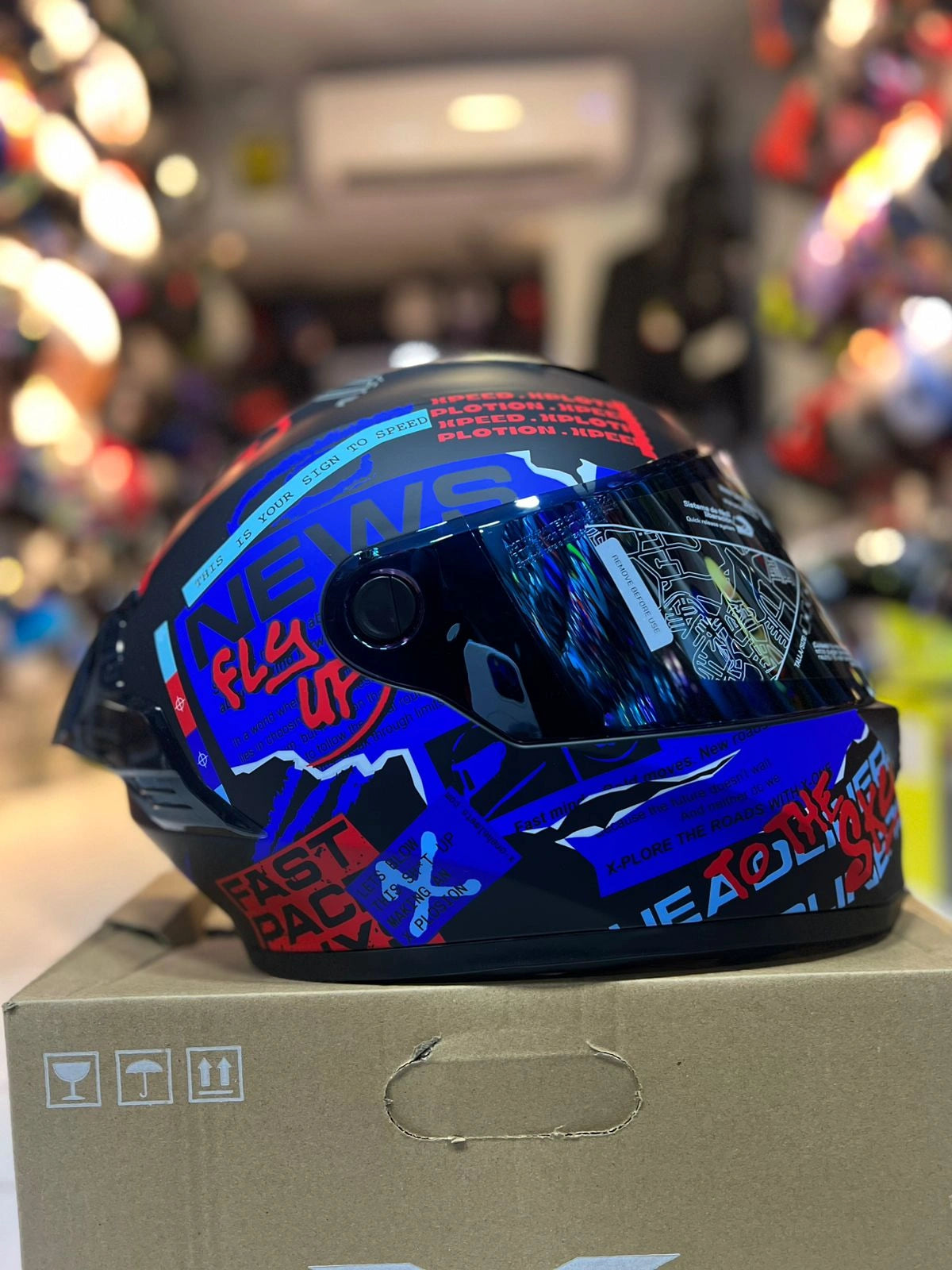 Casco X One 500RS Grafico Rojo Azul