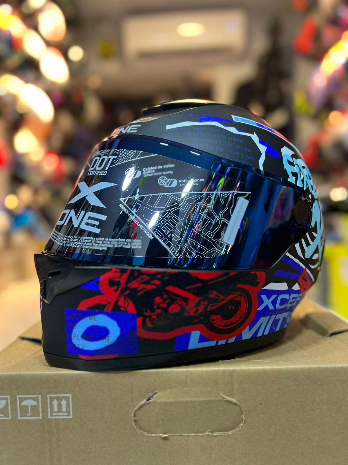 Casco X One 500RS Grafico Rojo Azul