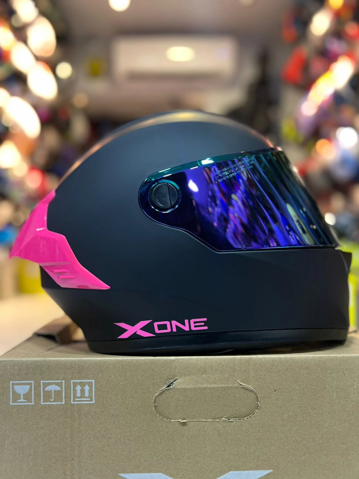 Casco X One 500RS Negro Mate Rosado
