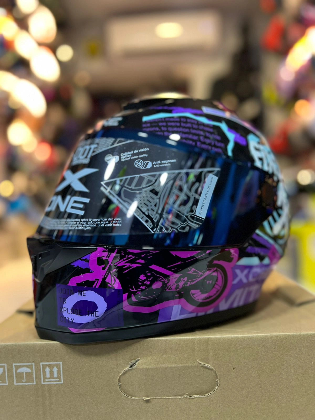 Casco X One 500RS Grafico Morado Azul