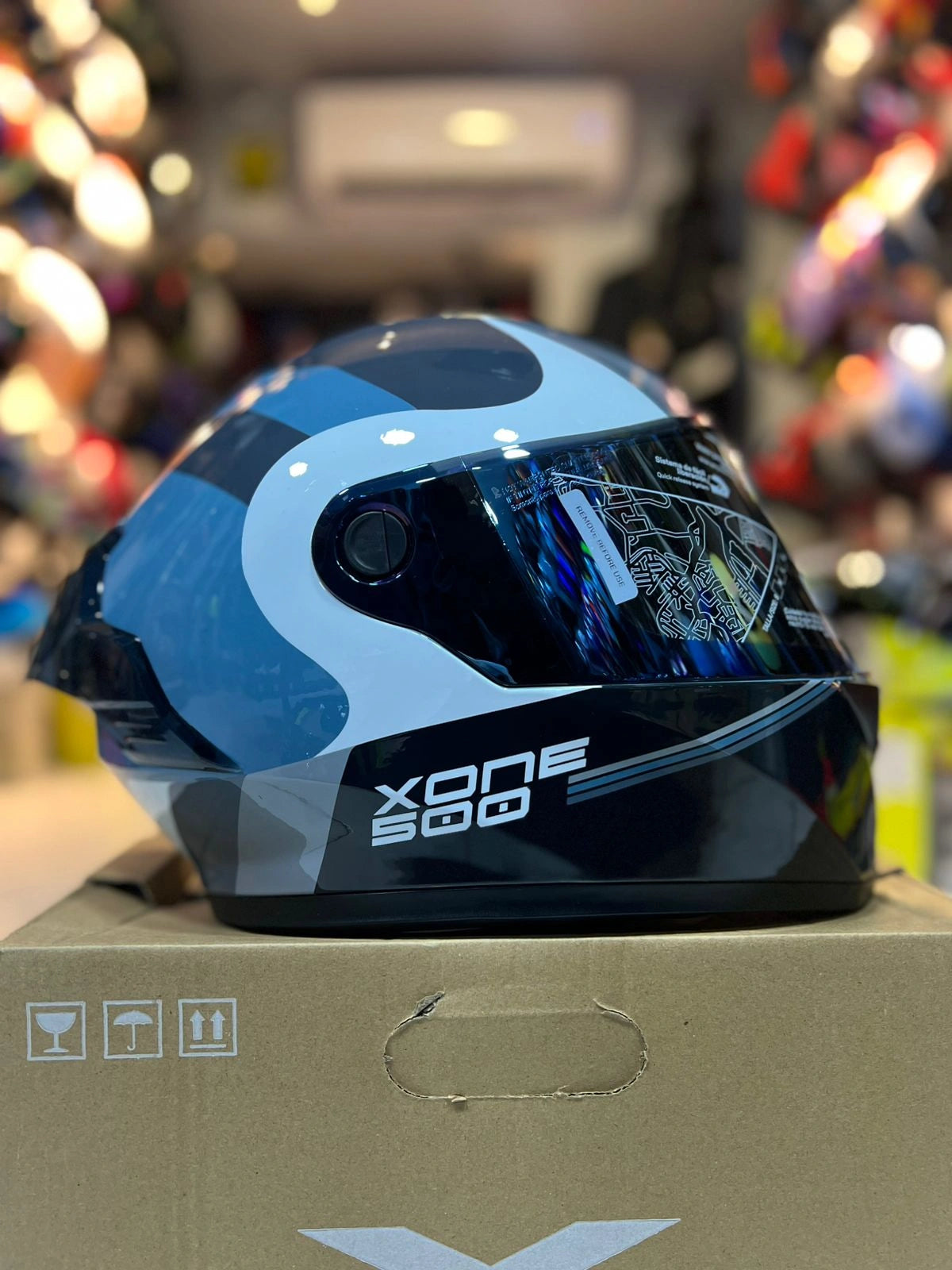 Casco X One 500RS Grafico Gris Azul