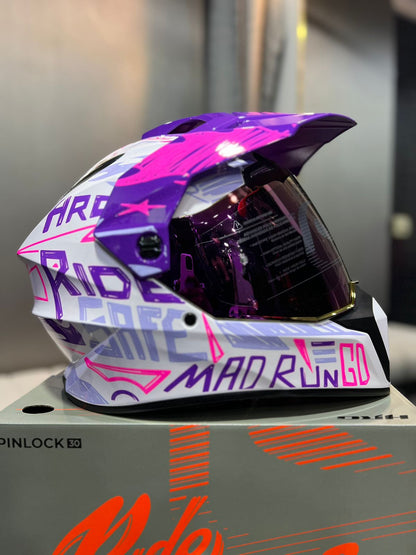 Casco Cross HRO MX340 DV Stripe Morado Rosado