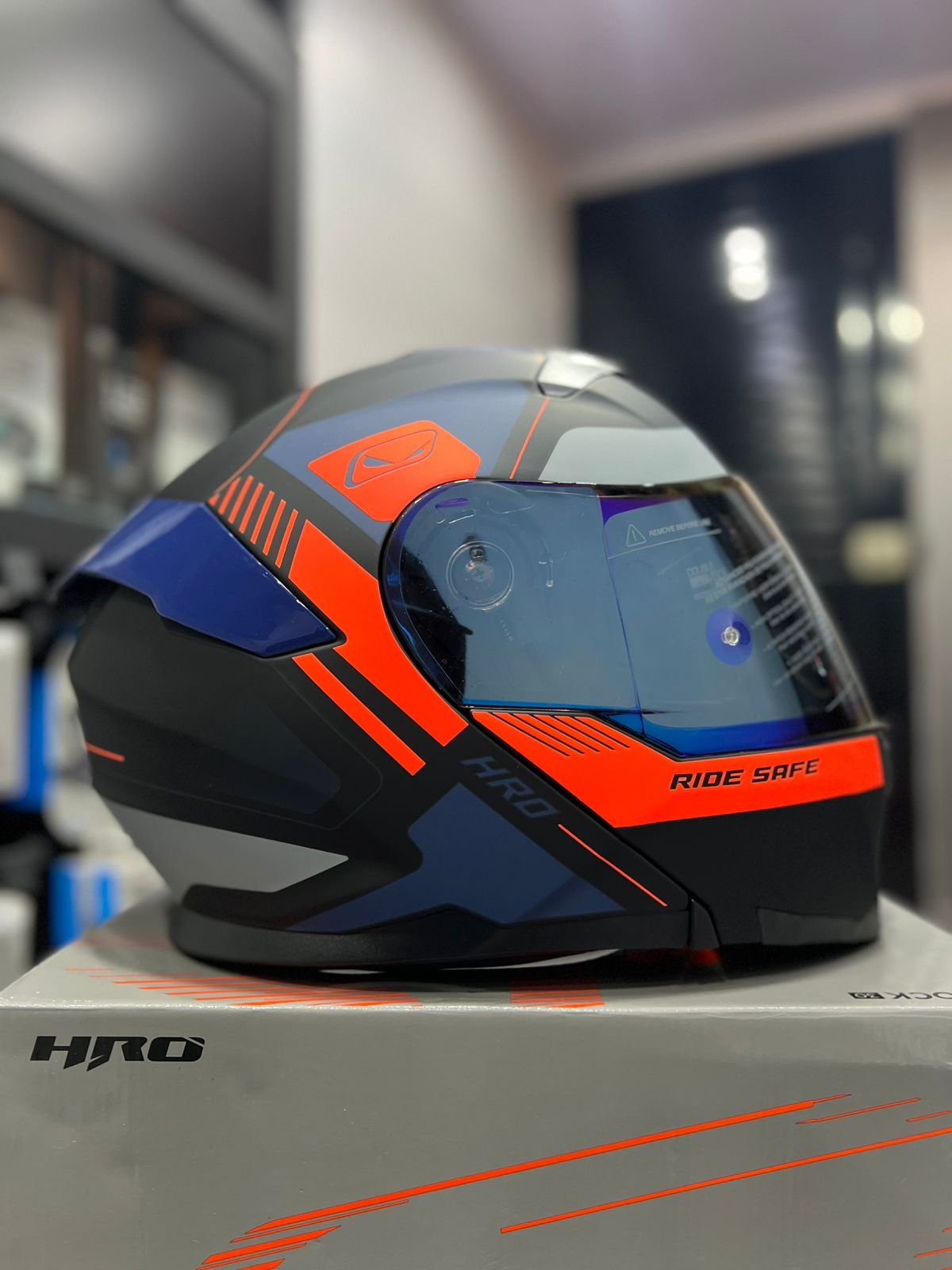 Casco Abatible HRO 3440DV Timer Azul Naranja