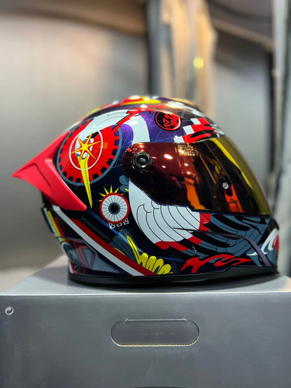 Casco SHAFT 502 DOT Bird Nest Camaleon Rojo