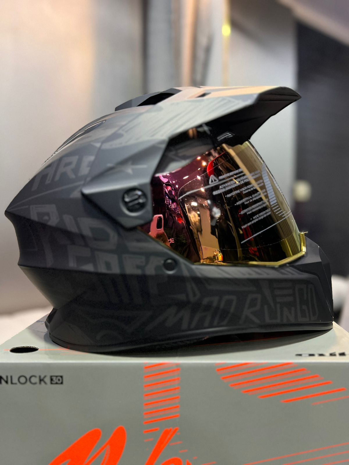 Casco Cross HRO MX340 DV Stripe Negro Gris
