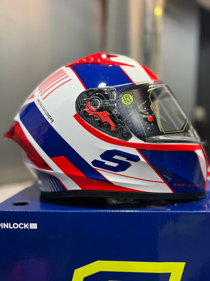 Casco SHAFT 526 SP Evo Strafter Blanco Azul Rojo