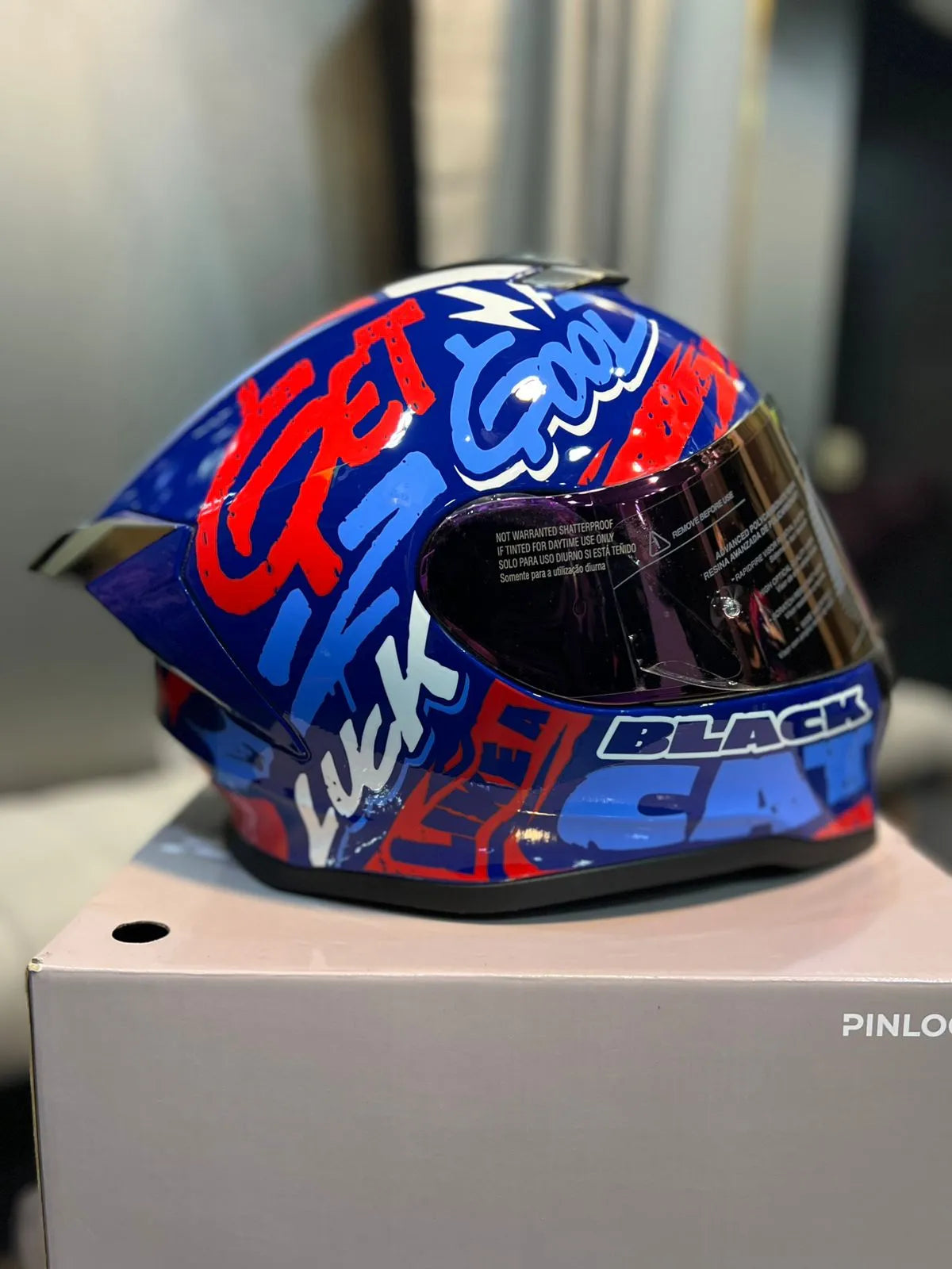 Casco HRO 506SP Black cat Azul Rojo