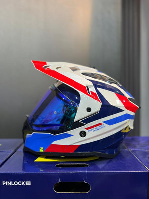 Casco Multiproposito SHAFT MX360 Apricot Blanco Rojo Azul