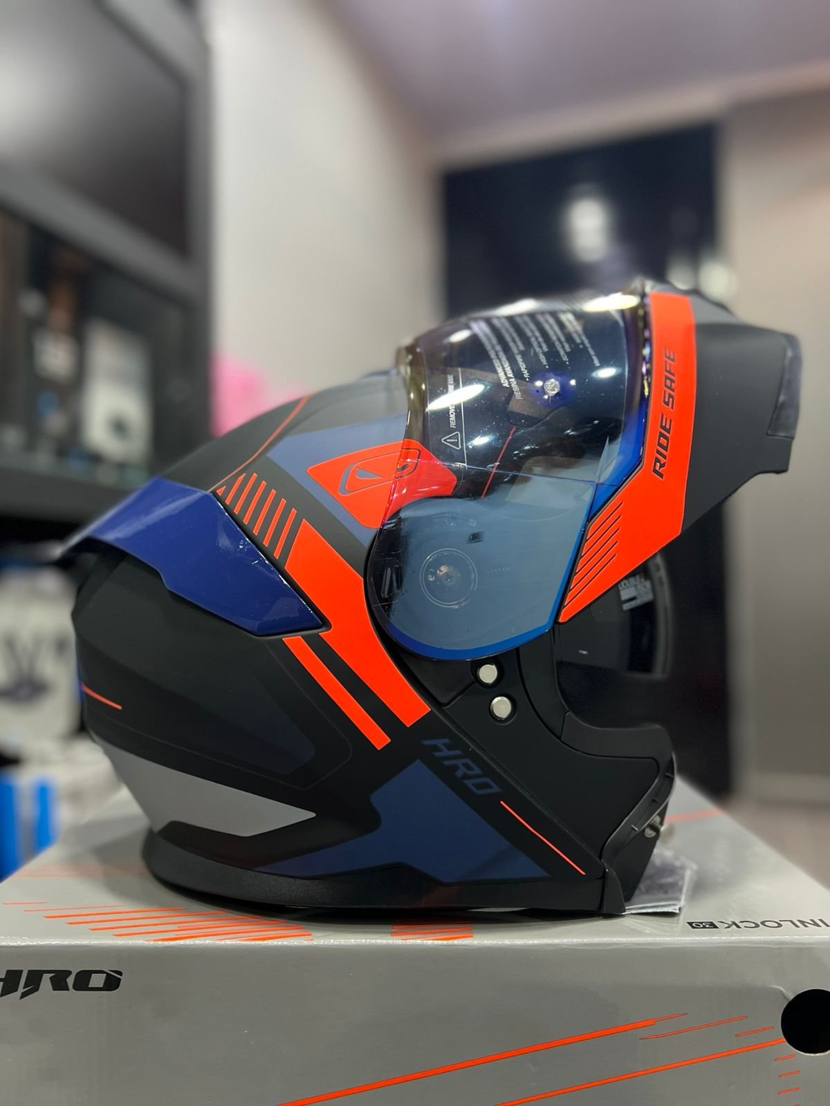Casco Abatible HRO 3440DV Timer Azul Naranja