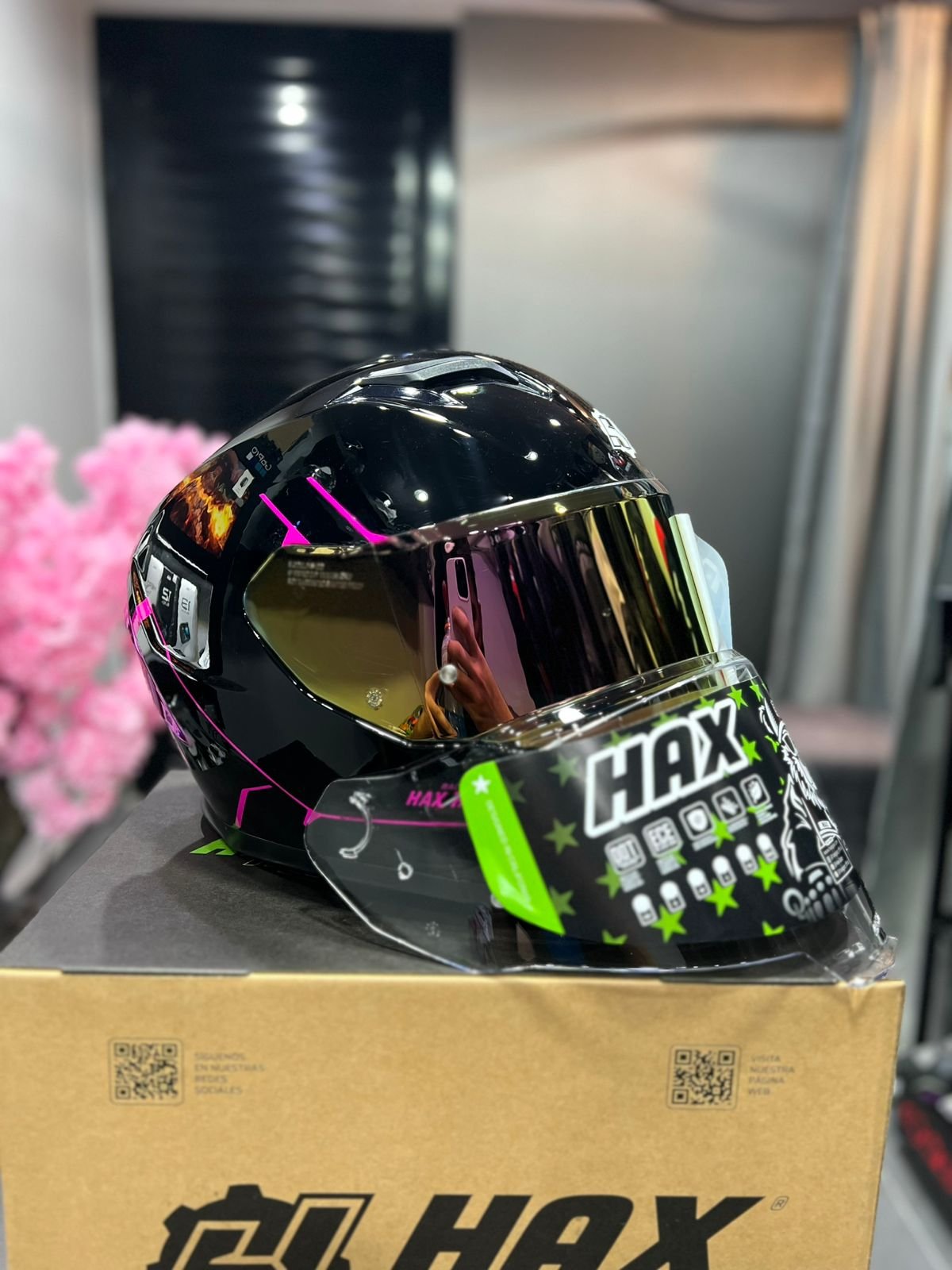 Casco HAX Force Negro Rosado