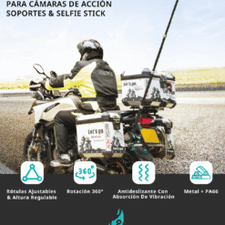 Kit Motero KORVO TECH Para Cámaras De Acción (Pinzas Y Selfie Stick)